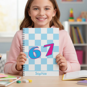 Carnet Conception de nom personnalisé Blue Checker 67