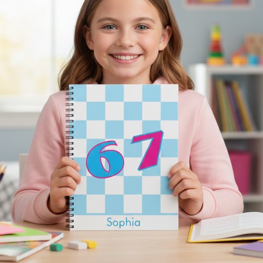 Carnet Conception de nom personnalisé Blue Checker 67