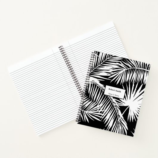 Carnet Conception de palmiers noirs et blancs (Intérieur)