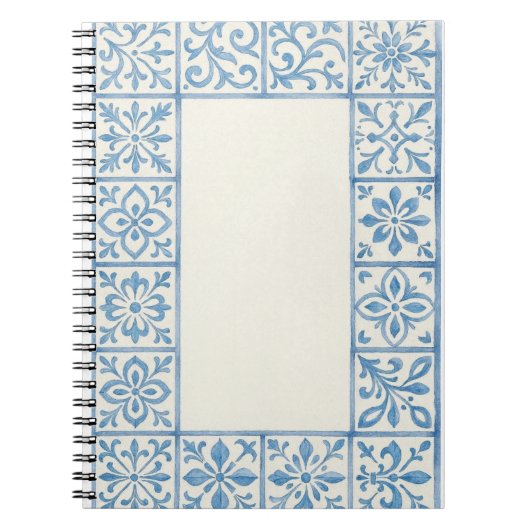 Carnet conception de papeterie bleue de carreau d'Azulejo (Devant)