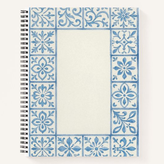 Carnet conception de papeterie bleue de carreau d'Azulejo (Devant)