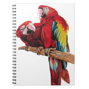 Carnet Conception de peinture aquarelle de perroquet roug