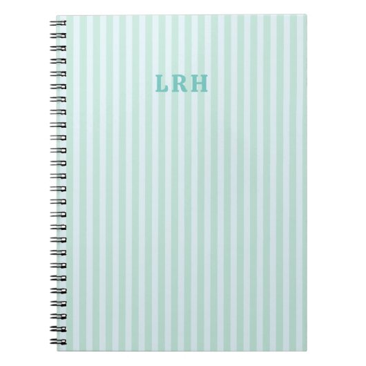 Carnet Conception de rayures bleues à motif de monogramme (Devant)