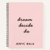 Carnet Conception de script Rose Pâle Dream Plan Do (Devant)