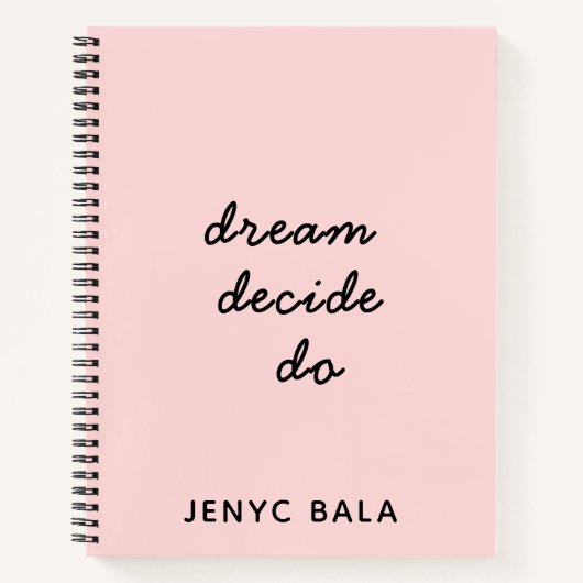 Carnet Conception de script Rose Pâle Dream Plan Do (Devant)