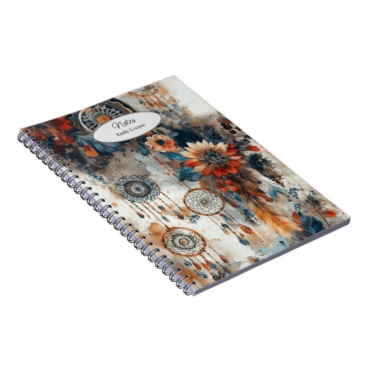 Carnet conception de style boho avec attrape-rêves (Côté Droit)