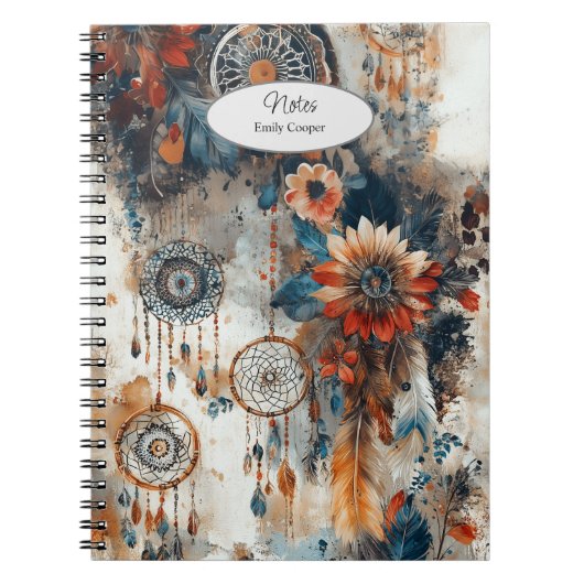 Carnet conception de style boho avec attrape-rêves (Devant)