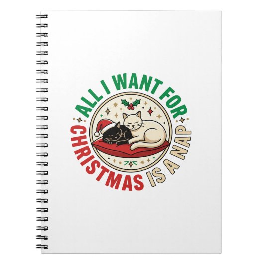 Carnet Conception de vacances de sieste de chat de Noël (Devant)