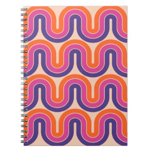 Carnet Conception de vague géométrique rétro colorée