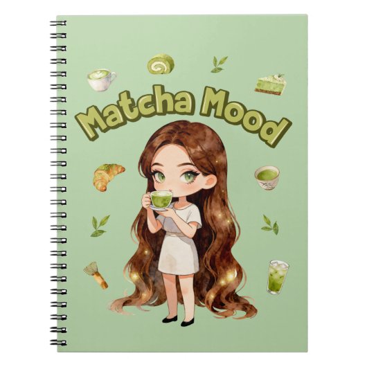 Carnet Conception d'esthétique Matcha Mood Vibes de thé v (Devant)