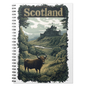Carnet Conception Écosse : Vache des Highlands, château e