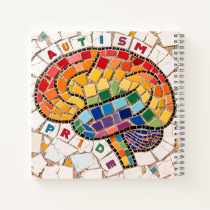 Carnet Conception fièrement autistique brodée arc-en-ciel