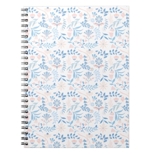 Carnet Conception florale boho impression bloc bleu rose (Devant)