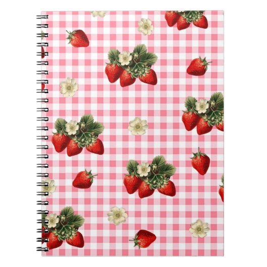 Carnet Conception fraise sur rouge en vichy simple (Devant)