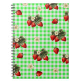 Carnet Conception fraise sur vert en vichy simple (Devant)