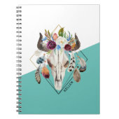 Carnet Conception géométrique de crâne de taureau fleurs  (Devant)
