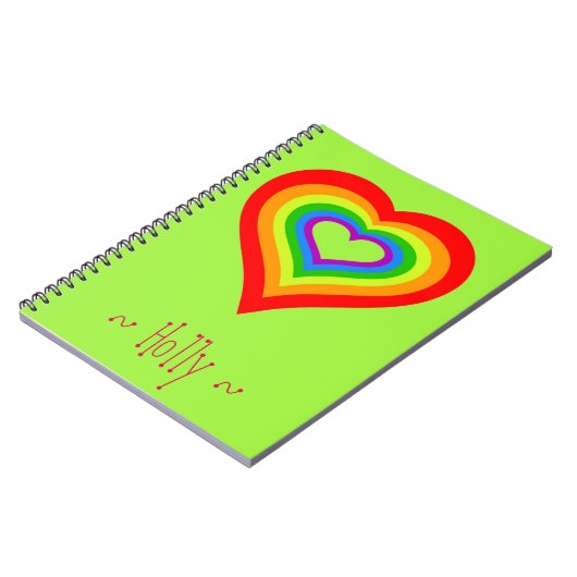 Carnet Conception graphique de coeur doux d'arc-en-ciel (Côté gauche)