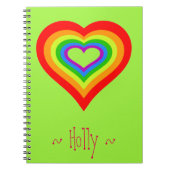 Carnet Conception graphique de coeur doux d'arc-en-ciel (Devant)