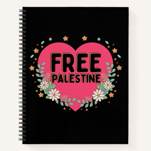 Carnet conception graphique de cœur Palestine rose mignon (Devant)
