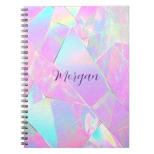 Carnet Conception iridescente sarcelle et rose, nom en éc