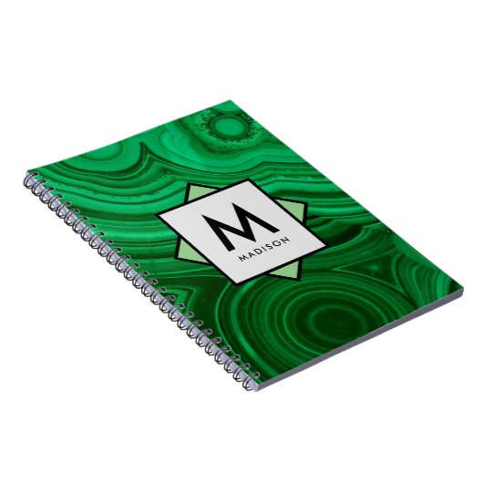 Carnet Conception minérale verte avec nom et monogramme s (Côté Droit)