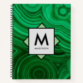 Carnet Conception minérale verte avec nom et monogramme s (Devant)