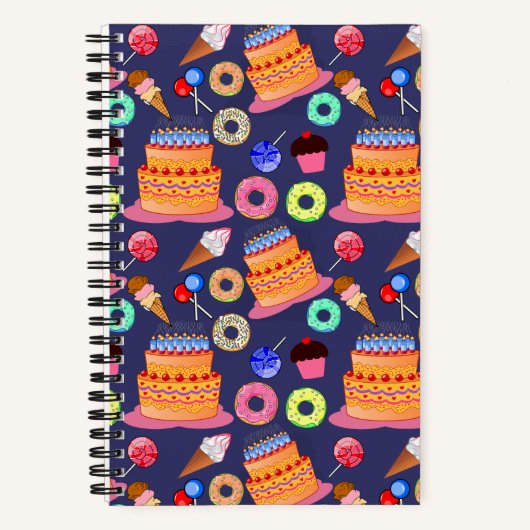 Carnet Conception Motif de pâtisserie de gâteaux d'annive (Recto)