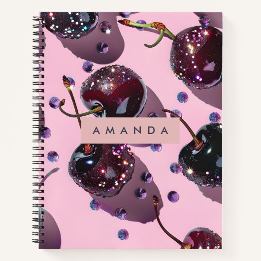 Carnet Conception personnalisée Cherry Glam Sparkle (Devant)