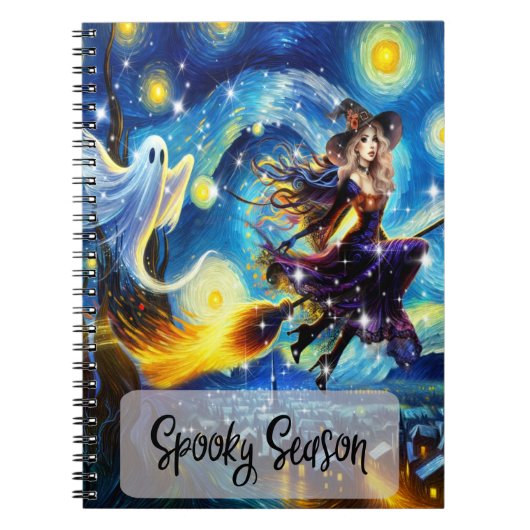 Carnet Conception sorcière de nuit étoilée pour Halloween (Devant)