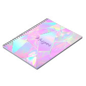 Carnet Conception turquoise et rose Iridescente, nom du s (Côté gauche)