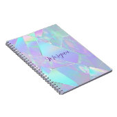 Carnet Conception turquoise et violette Iridescente, nom (Côté Droit)