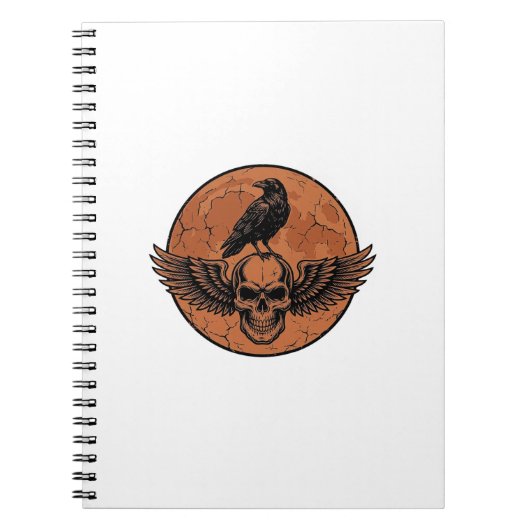 Carnet Conception Vectorielle de Crâne à Ailes de Corbeau (Devant)