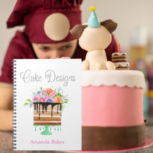 Carnet Conceptions de gâteaux floraux à l'aquarelle