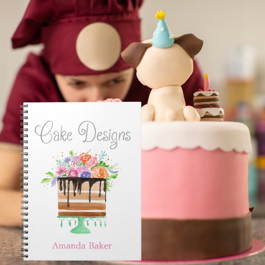 Carnet Conceptions de gâteaux floraux à l'aquarelle