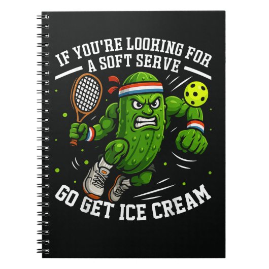 Carnet Concombre Drôle Jouant Pickleball (Devant)