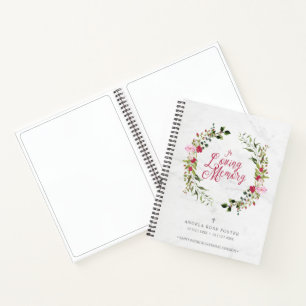 Carnet Condoléances funéraires florales roses et rouges p