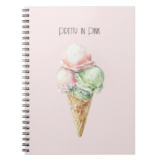 Carnet Cône de glace à la menthe rose (Devant)
