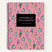 Carnet Cône de glace personnalisé rose (Devant)