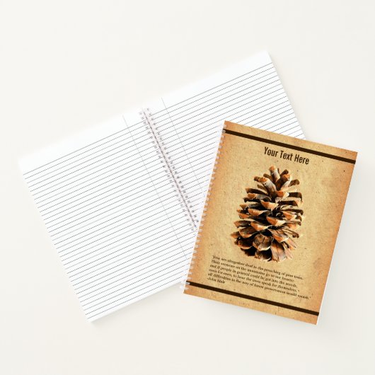 Carnet Cône de pin et citation de John Muir (Intérieur)