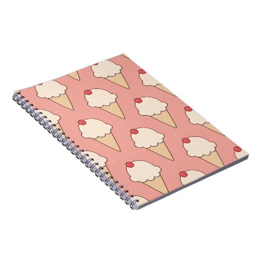 Carnet Cônes de crème glacée cerise sur le rose (Côté Droit)