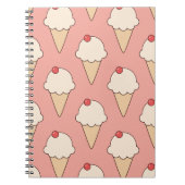 Carnet Cônes de crème glacée cerise sur le rose (Devant)
