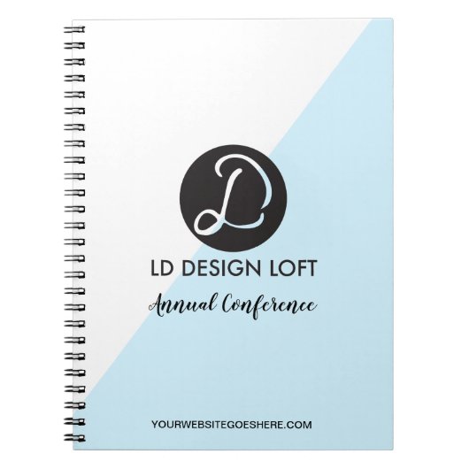 Carnet Conférences Moderne Blue Diagonal Custom logo (Devant)