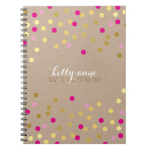 Carnet CONFETTI GLAMOUR mignon tache or rose kraft
