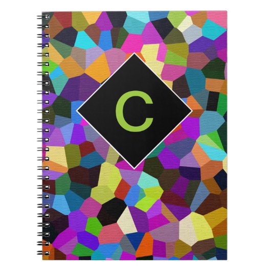 Carnet Confetti monogrammé dans les tons bijoux (Devant)