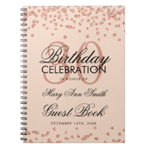 Carnet Confetti Rose Gold Blush 30th Birthday Guest Book