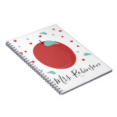 Carnet Confettis de pomme mignons nom de l'enseignant (Côté Droit)