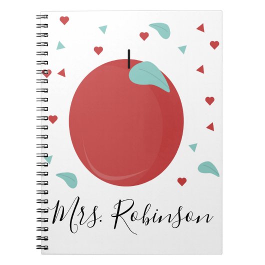 Carnet Confettis de pomme mignons nom de l'enseignant (Devant)