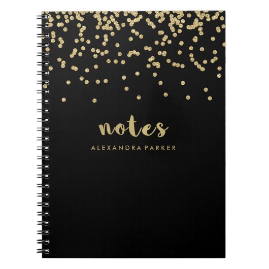 Carnet Confettis d'or de Faux sur la typographie de notes (Devant)