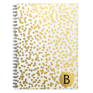 Carnet Confettis en feuille d'or Glam monogramme moderne