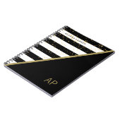 Carnet Confettis fascinants d'or et rayures noires et (Côté gauche)